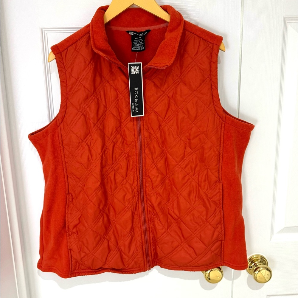 NWT BC Clothing 1X Orange Quilted Vest Lightweight Insulated new